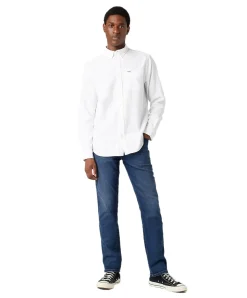 Wrangler Texas Slim Jeans aus blauem Stretch-Denim